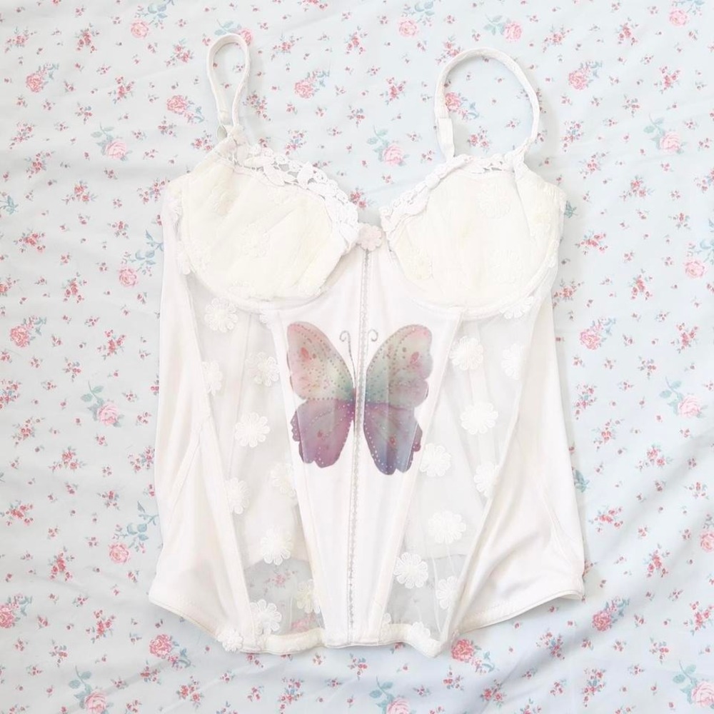 la senza butterfly corset top y2k lace bustier coquette lingerie top